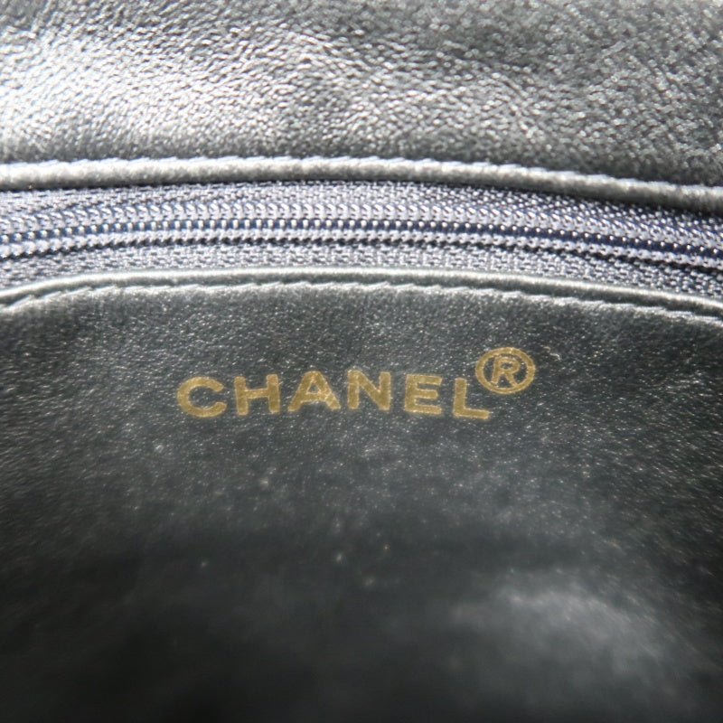 CHANEL Matelasse Lambskin Black Gold-Tone Hardware Shoulder Bag