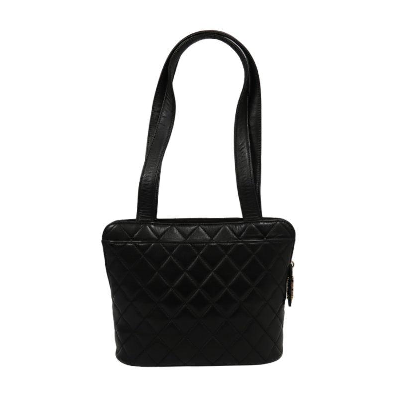 CHANEL Matelasse Lambskin Black Gold-Tone Hardware Shoulder Bag