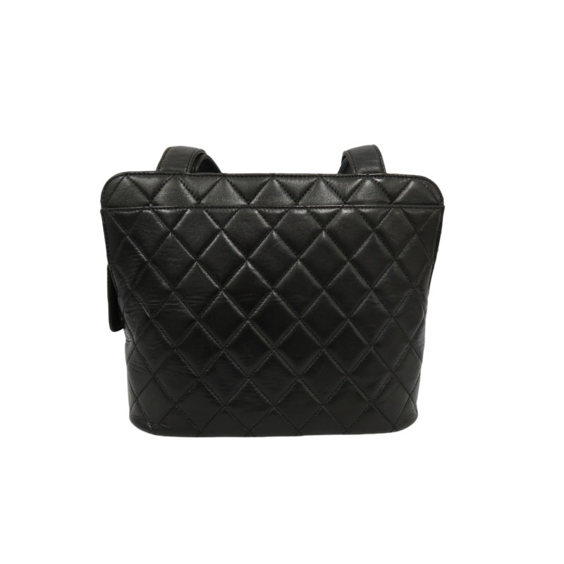 CHANEL Matelasse Lambskin Black Gold-Tone Hardware Shoulder Bag