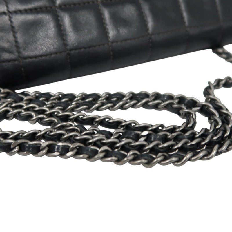 CHANEL 2.55 Shoulder Bag, Lambskin, Black, Silver-tone Hardware