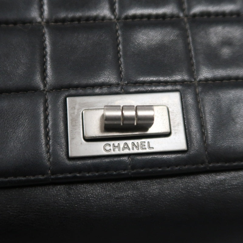 CHANEL 2.55 Shoulder Bag, Lambskin, Black, Silver-tone Hardware