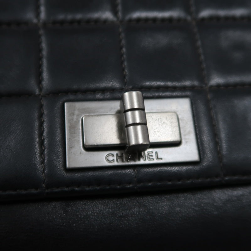 CHANEL 2.55 Shoulder Bag, Lambskin, Black, Silver-tone Hardware