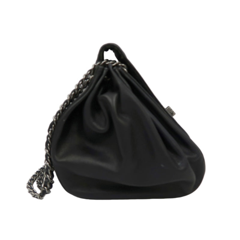 CHANEL 2.55 Shoulder Bag, Lambskin, Black, Silver-tone Hardware