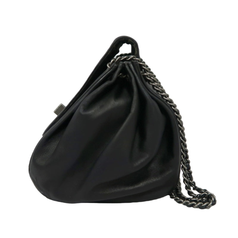CHANEL 2.55 Shoulder Bag, Lambskin, Black, Silver-tone Hardware