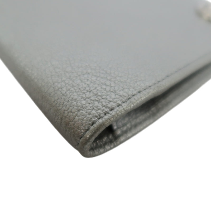 CHANEL Long Vertical Wallet, Lambskin, Silver, Serial Number Starting with "11", Includes Guarantee Card
