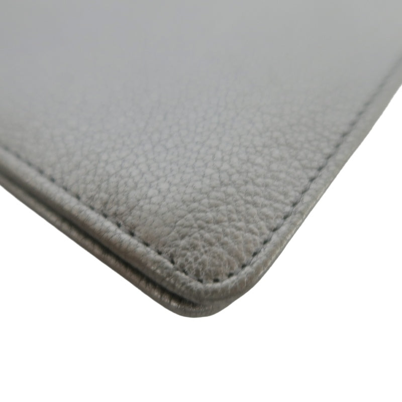 CHANEL Long Vertical Wallet, Lambskin, Silver, Serial Number Starting with "11", Includes Guarantee Card