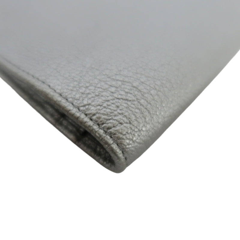 CHANEL Long Vertical Wallet, Lambskin, Silver, Serial Number Starting with "11", Includes Guarantee Card