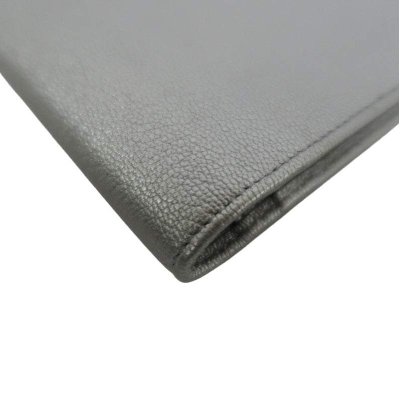 CHANEL Long Vertical Wallet, Lambskin, Silver, Serial Number Starting with "11", Includes Guarantee Card
