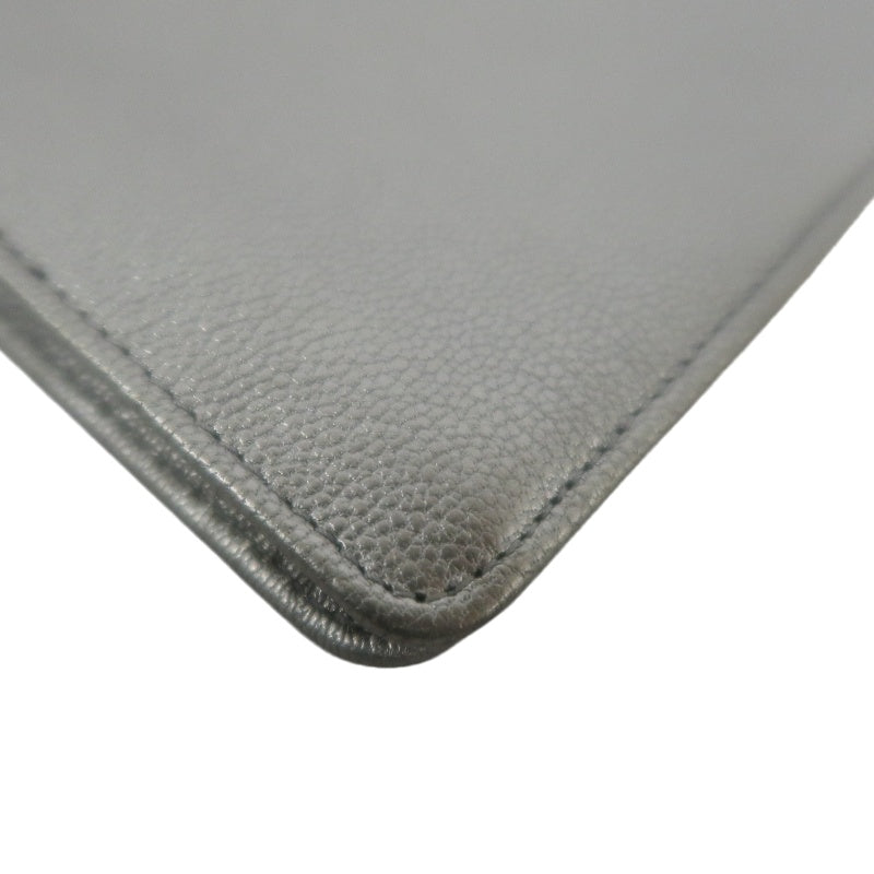 CHANEL Long Vertical Wallet, Lambskin, Silver, Serial Number Starting with "11", Includes Guarantee Card