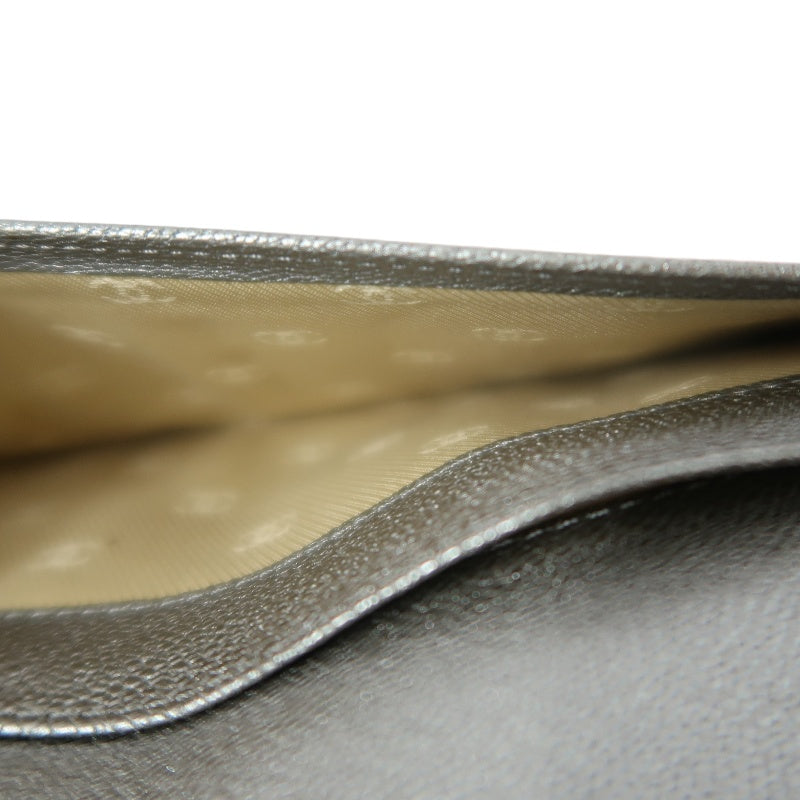 CHANEL Long Vertical Wallet, Lambskin, Silver, Serial Number Starting with "11", Includes Guarantee Card