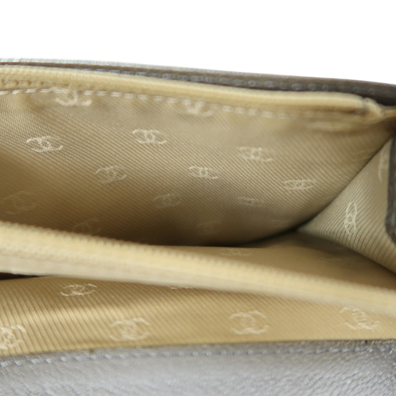 CHANEL Long Vertical Wallet, Lambskin, Silver, Serial Number Starting with "11", Includes Guarantee Card