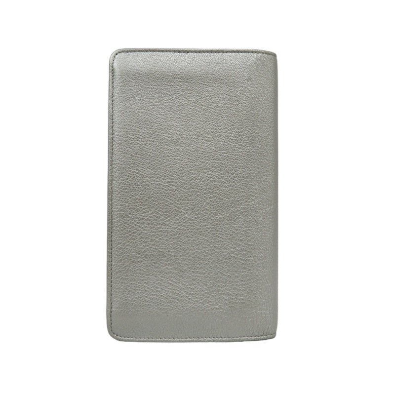 CHANEL Long Vertical Wallet, Lambskin, Silver, Serial Number Starting with "11", Includes Guarantee Card