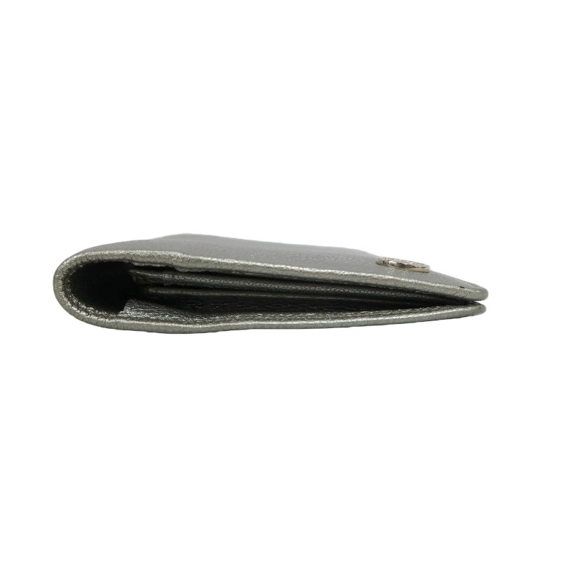 CHANEL Long Vertical Wallet, Lambskin, Silver, Serial Number Starting with "11", Includes Guarantee Card