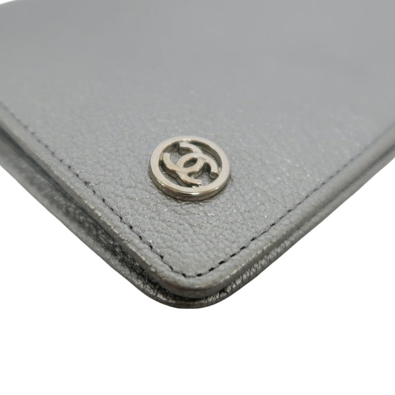 CHANEL Long Vertical Wallet, Lambskin, Silver, Serial Number Starting with "11", Includes Guarantee Card