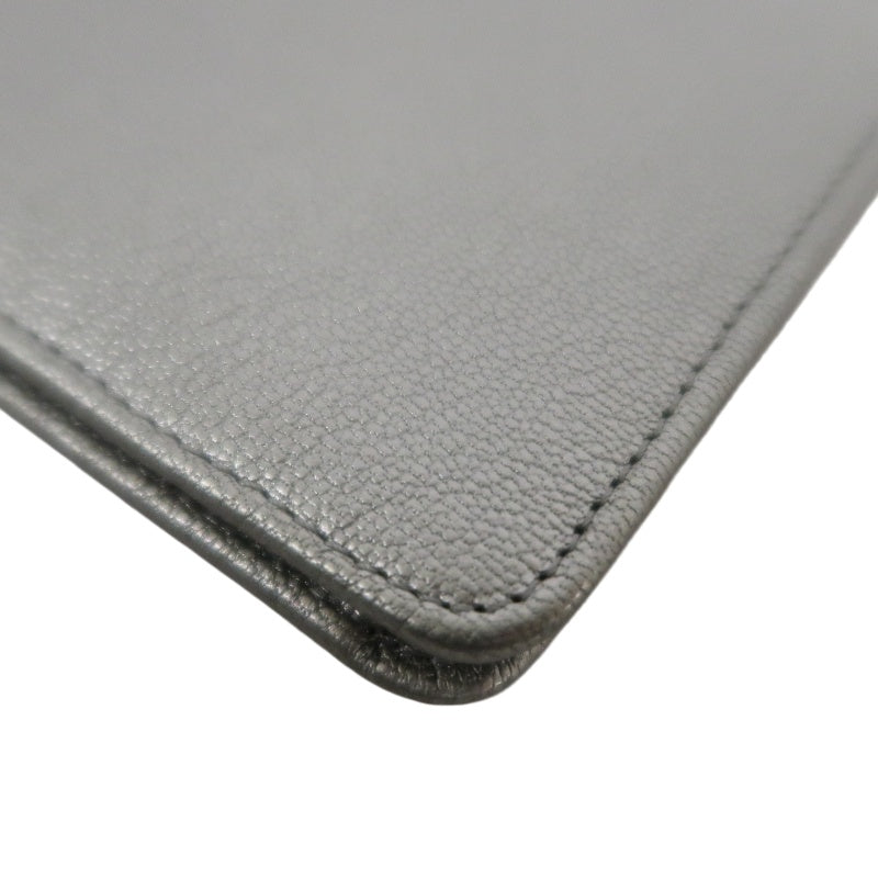 CHANEL Long Vertical Wallet, Lambskin, Silver, Serial Number Starting with "11", Includes Guarantee Card