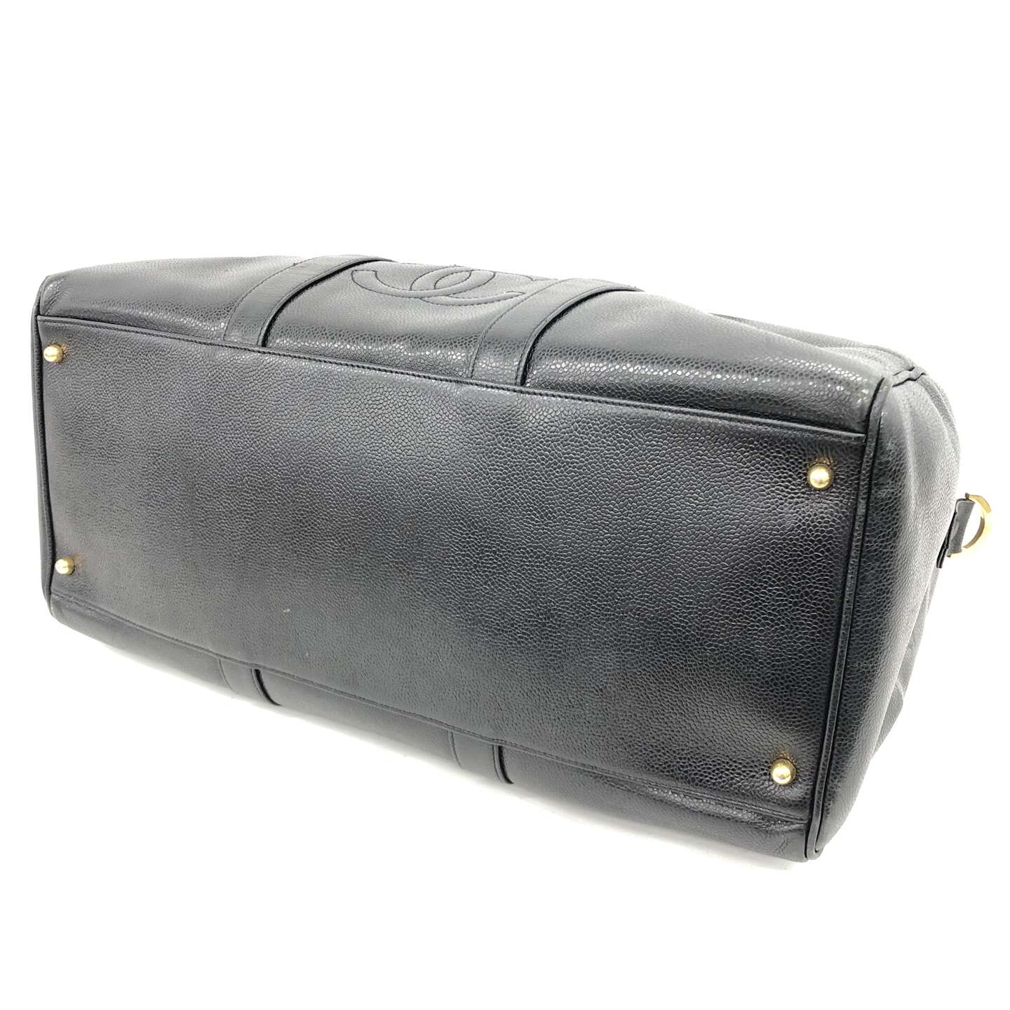 CHANEL Coco Mark 2-Way Boston Bag Black Caviar Leather with Gold Hardware