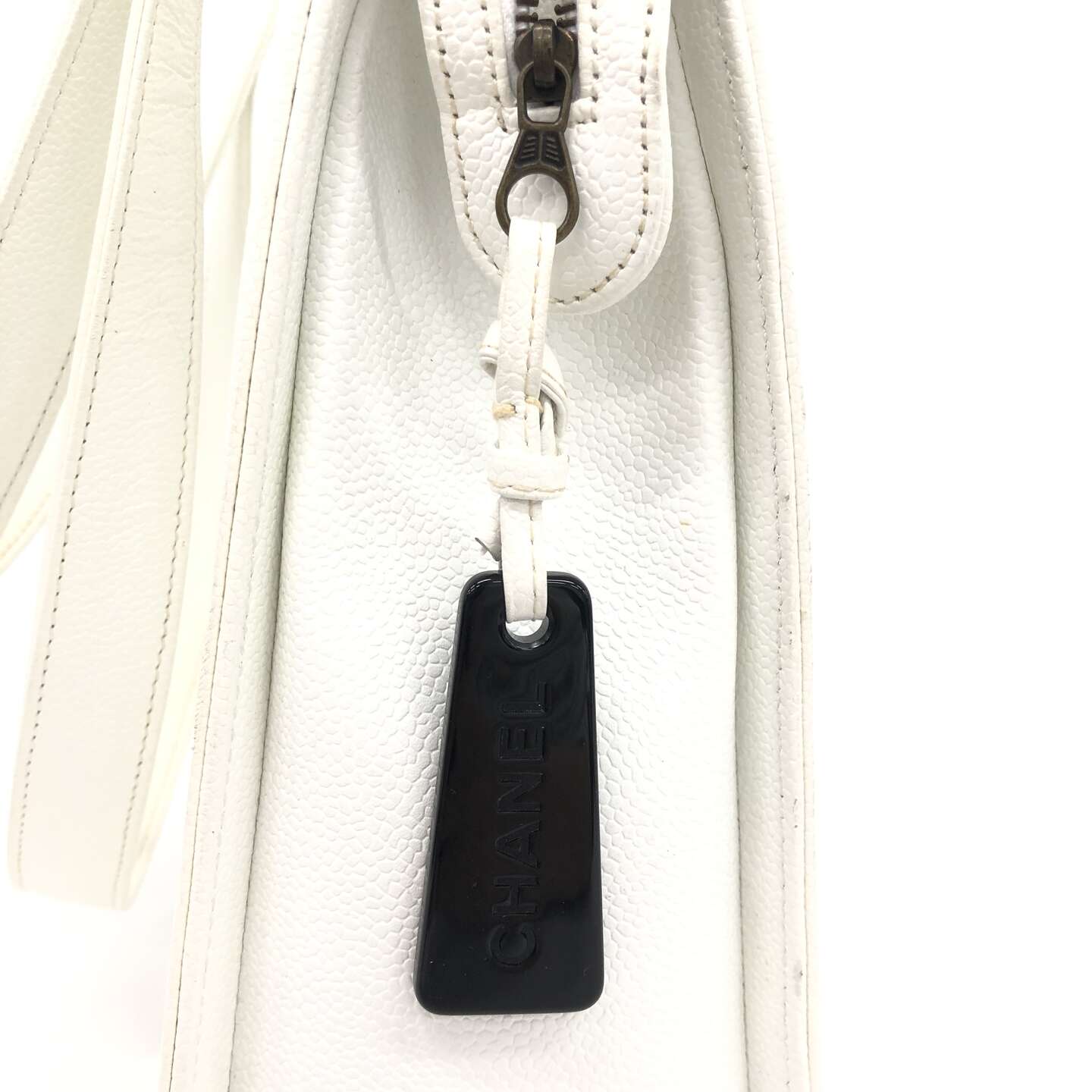 Chanel Coco Mark Tote Bag in White Caviar Leather
