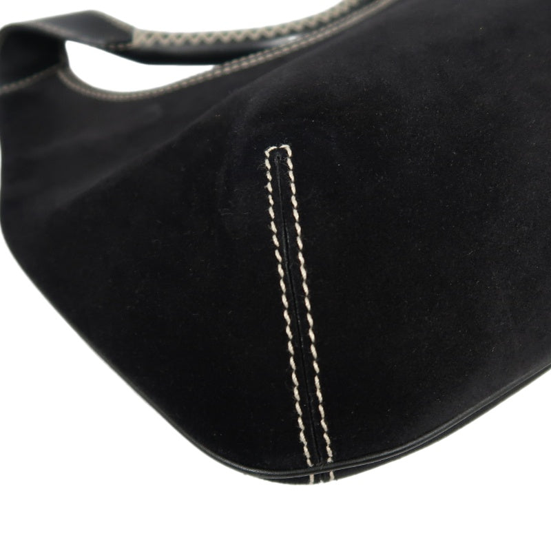 SALVATORE FERRAGAMO Ferragamo handbag suede black with dust bag black suede underarm bag