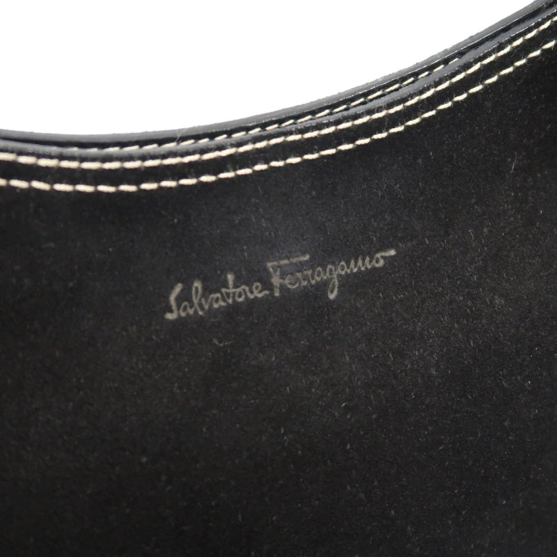 SALVATORE FERRAGAMO Ferragamo handbag suede black with dust bag black suede underarm bag