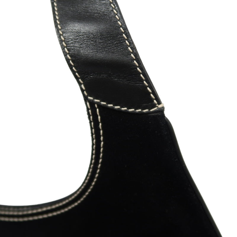 SALVATORE FERRAGAMO Ferragamo handbag suede black with dust bag black suede underarm bag