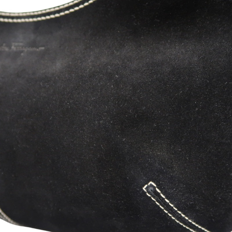 SALVATORE FERRAGAMO Ferragamo handbag suede black with dust bag black suede underarm bag
