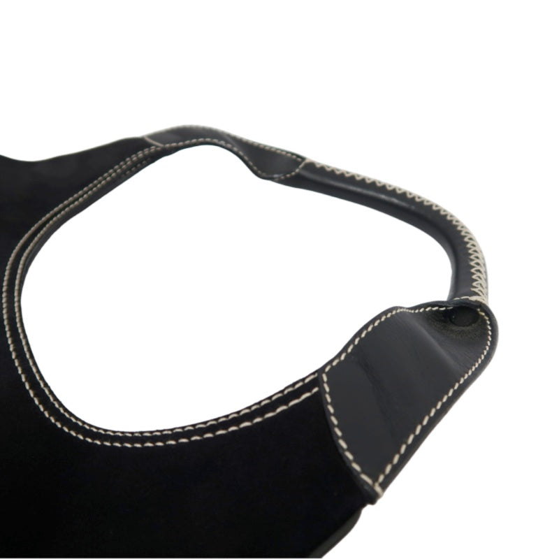 SALVATORE FERRAGAMO Ferragamo handbag suede black with dust bag black suede underarm bag