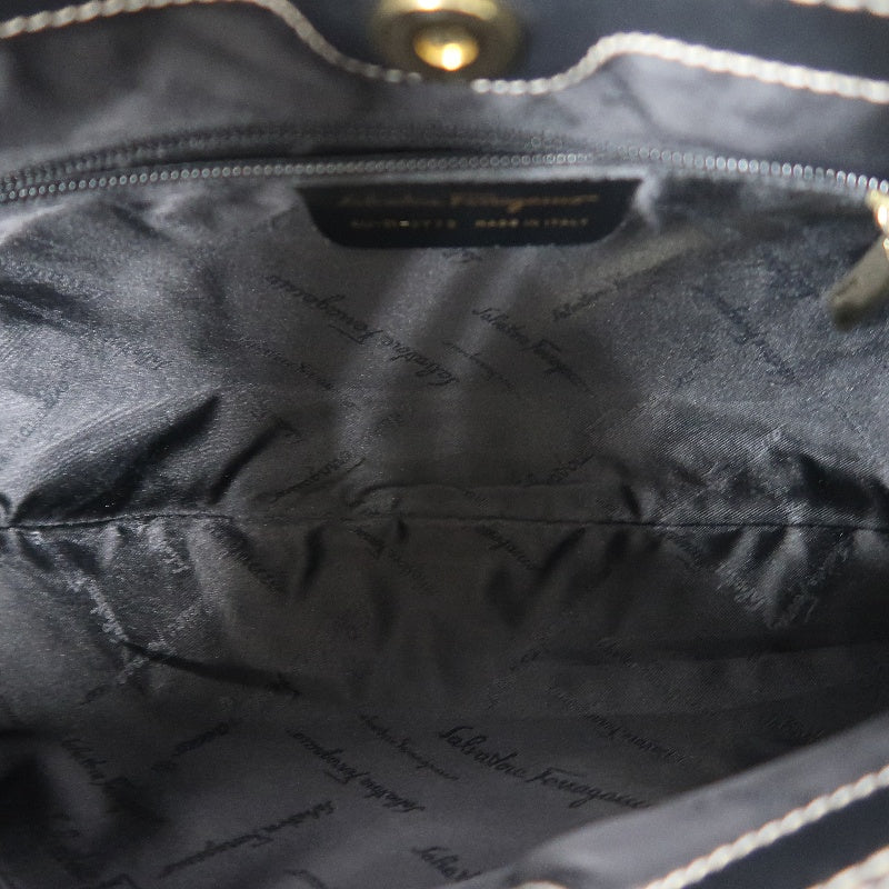 SALVATORE FERRAGAMO Ferragamo handbag suede black with dust bag black suede underarm bag