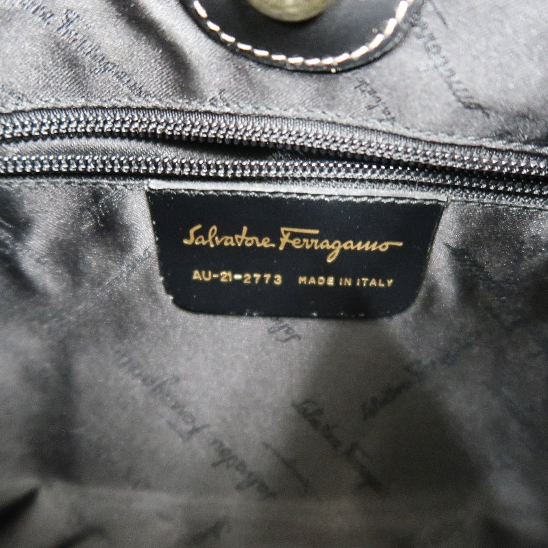 SALVATORE FERRAGAMO Ferragamo handbag suede black with dust bag black suede underarm bag