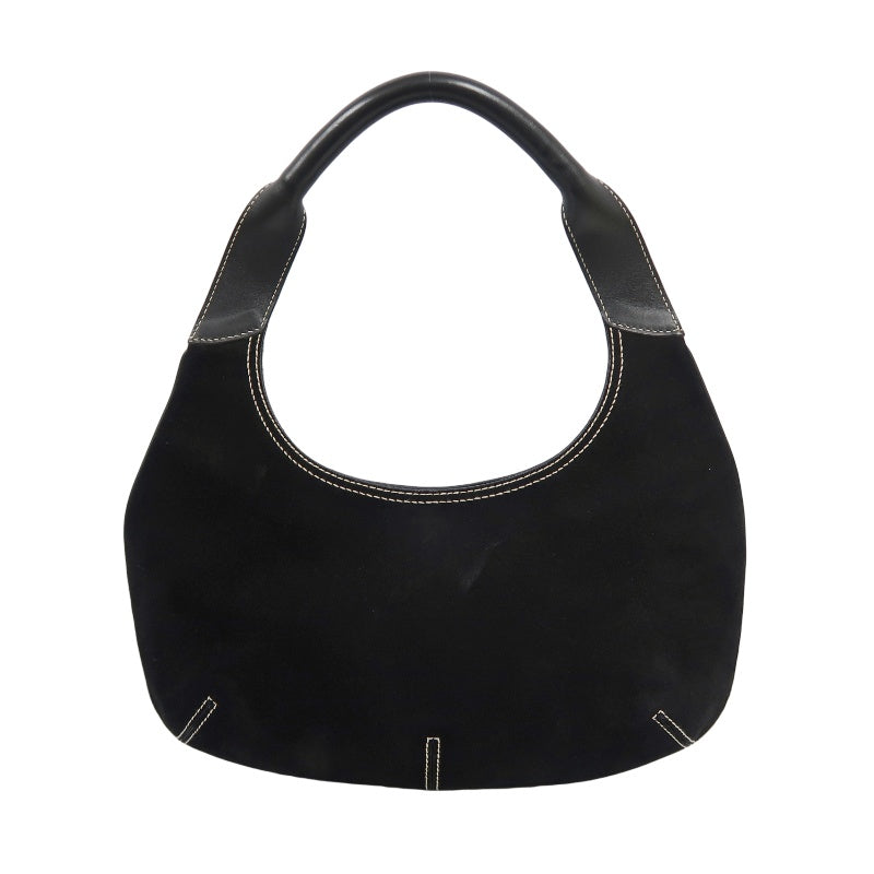 SALVATORE FERRAGAMO Ferragamo handbag suede black with dust bag black suede underarm bag