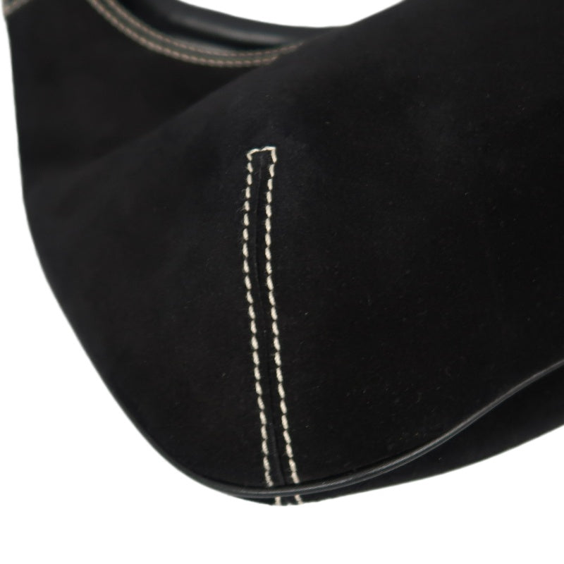 SALVATORE FERRAGAMO Ferragamo handbag suede black with dust bag black suede underarm bag