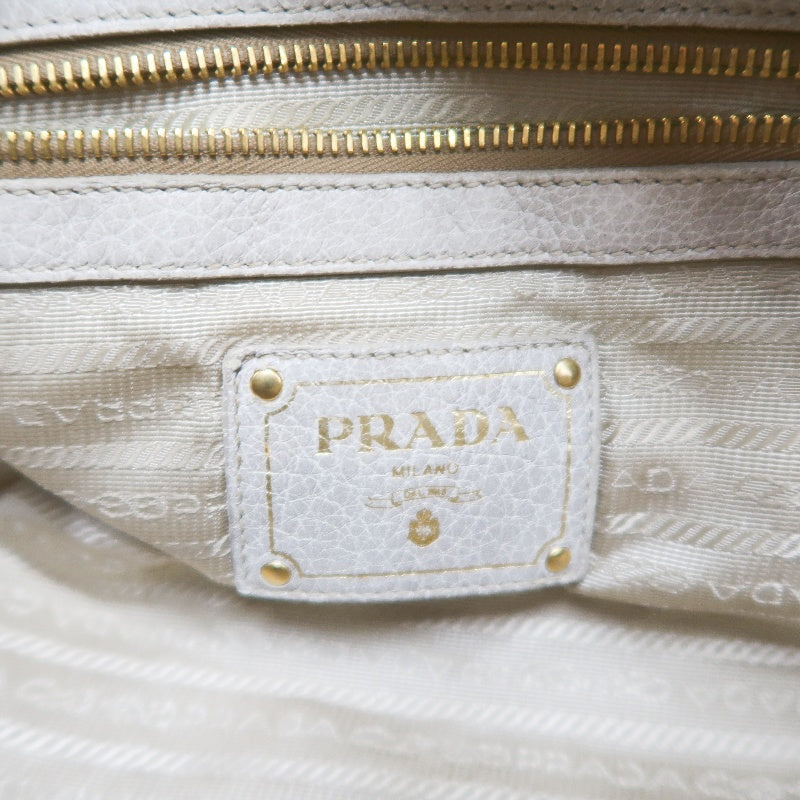 PRADA Cervo Patchwork Fringe Bowling Bag Handbag Deer Leather White Gold Hardware