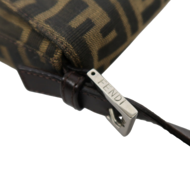 FENDI Mamma Bucket Zucchino Canvas Handbag Brown Silver-Tone Hardware, with Dust Bag