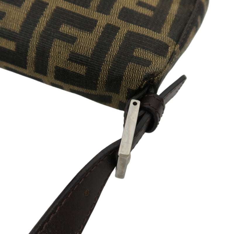 FENDI Mamma Bucket Zucchino Canvas Handbag Brown Silver-Tone Hardware, with Dust Bag