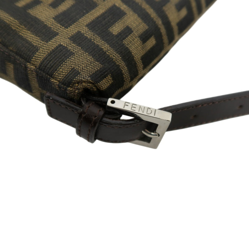 FENDI Mamma Bucket Zucchino Canvas Handbag Brown Silver-Tone Hardware, with Dust Bag