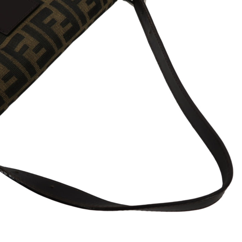 FENDI Mamma Bucket Zucchino Canvas Handbag Brown Silver-Tone Hardware, with Dust Bag