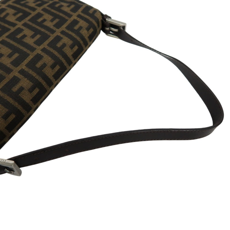 FENDI Mamma Bucket Zucchino Canvas Handbag Brown Silver-Tone Hardware, with Dust Bag