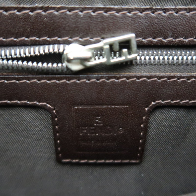 FENDI Mamma Bucket Zucchino Canvas Handbag Brown Silver-Tone Hardware, with Dust Bag