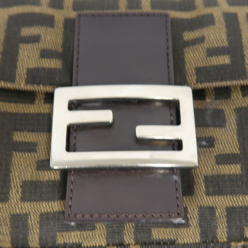 FENDI Mamma Bucket Zucchino Canvas Handbag Brown Silver-Tone Hardware, with Dust Bag