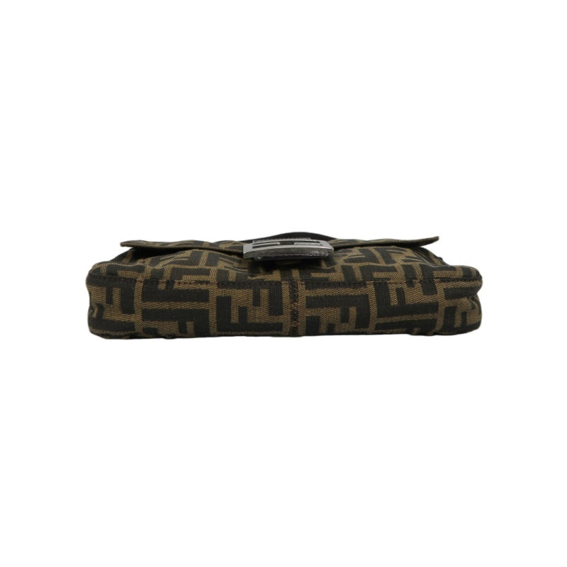 FENDI Mamma Bucket Zucchino Canvas Handbag Brown Silver-Tone Hardware, with Dust Bag
