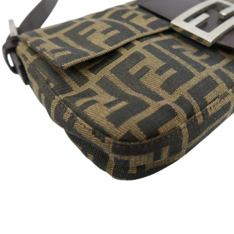 FENDI Mamma Bucket Zucchino Canvas Handbag Brown Silver-Tone Hardware, with Dust Bag