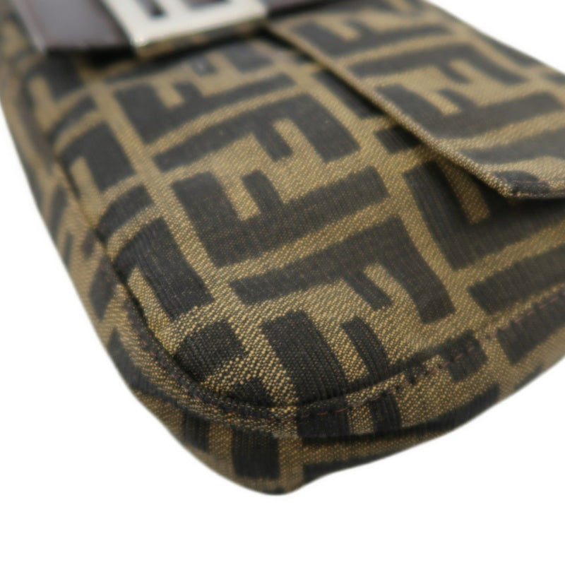 FENDI Mamma Bucket Zucchino Canvas Handbag Brown Silver-Tone Hardware, with Dust Bag