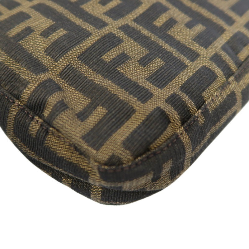 FENDI Mamma Bucket Zucchino Canvas Handbag Brown Silver-Tone Hardware, with Dust Bag