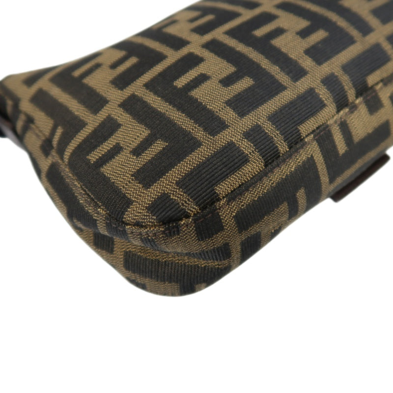 Fendi Zucca Mamma Baguette Canvas Handbag Brown Silver Hardware