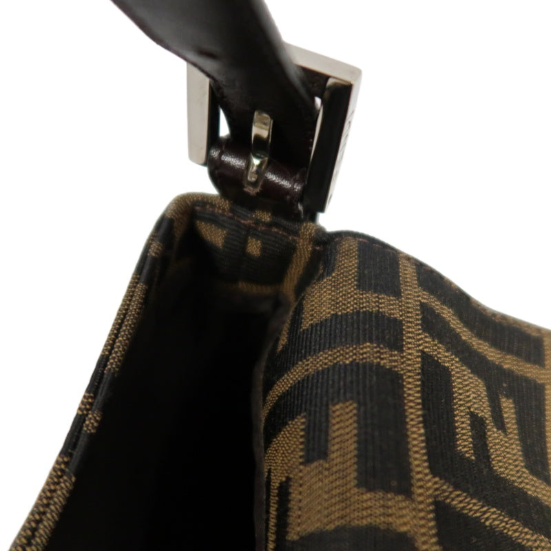 Fendi Zucca Mamma Baguette Canvas Handbag Brown Silver Hardware