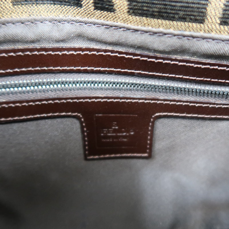 Fendi Zucca Mamma Baguette Canvas Handbag Brown Silver Hardware