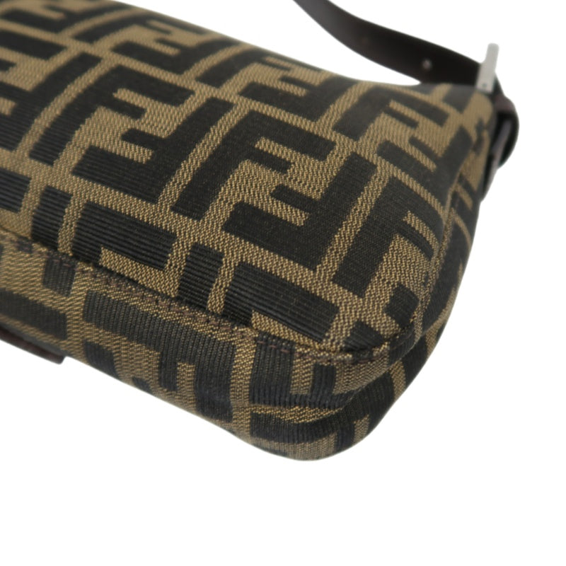 Fendi Zucca Mamma Baguette Canvas Handbag Brown Silver Hardware