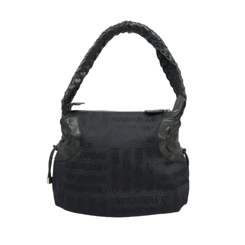 FERRAGAMO tote bag, canvas, black, underarm bag
