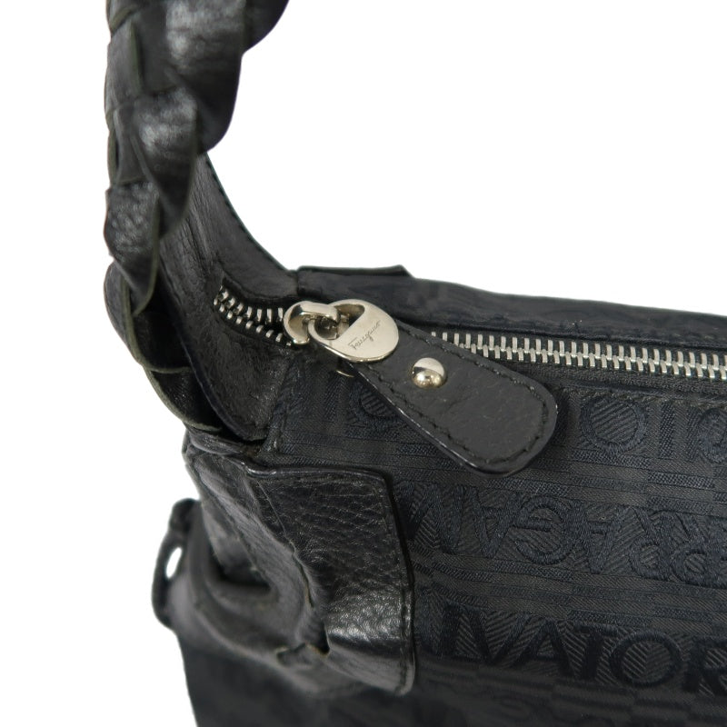 FERRAGAMO tote bag, canvas, black, underarm bag