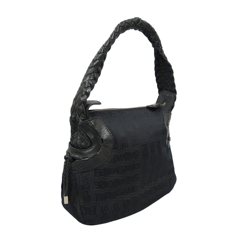 FERRAGAMO tote bag, canvas, black, underarm bag
