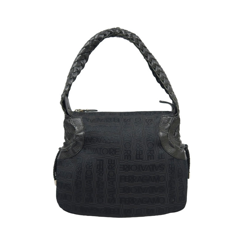 FERRAGAMO tote bag, canvas, black, underarm bag